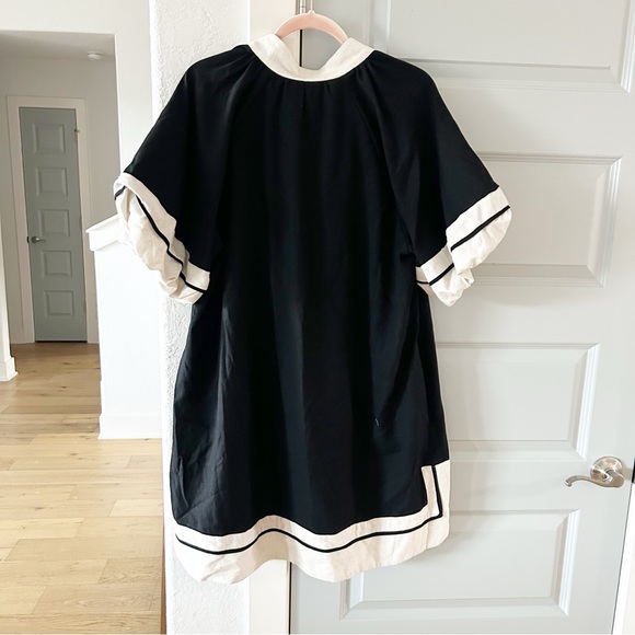 NWT Entro Linen Blend Puff Sleeve Border Dress - Picture 11 of 11